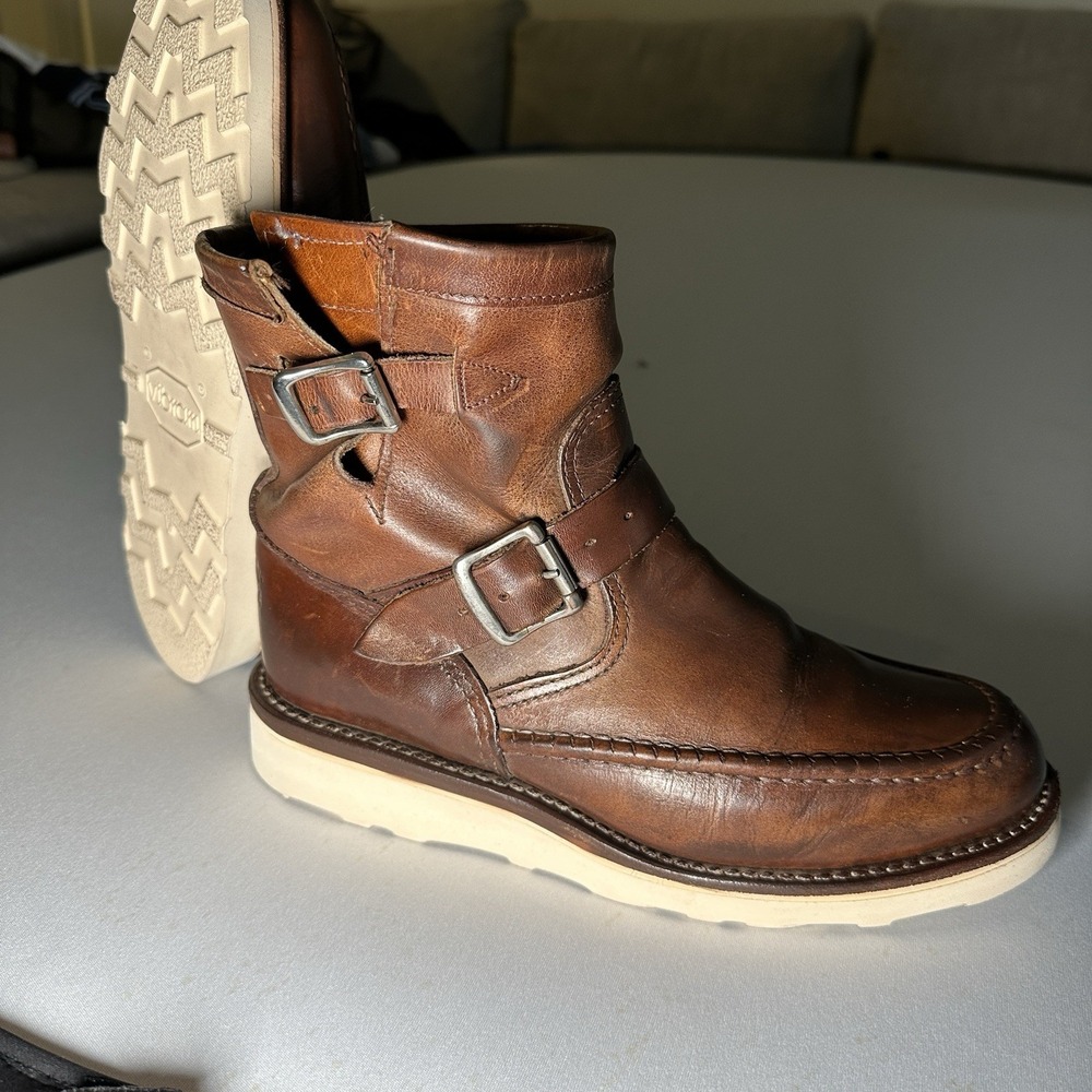 Chippewa Engineer Boots Men 7.5 Brown Leather Moc Wedge Highlander USA‎ 1901M08